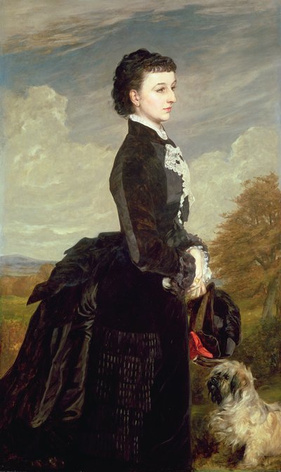 Portrait of a Lady in Black with a Dog, 1875 by James Archer